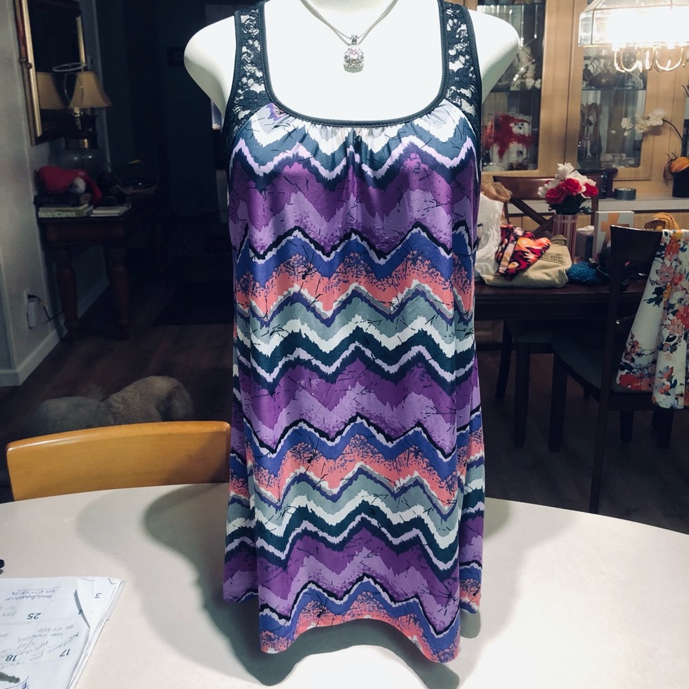 Chevron beach cover top with lace